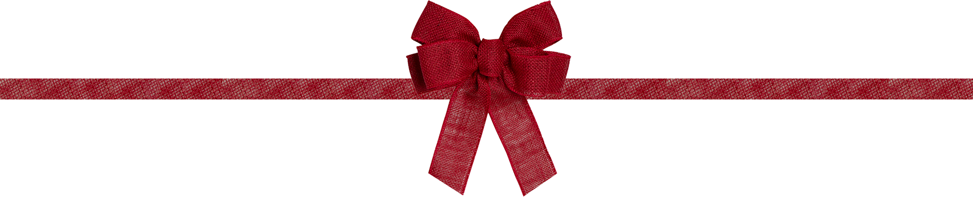 Red burlap gift wrapping bow.